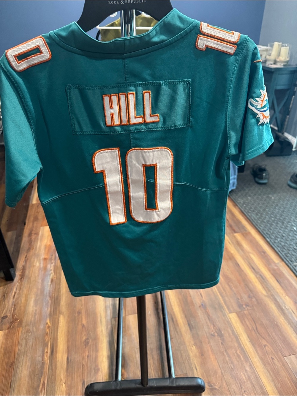 Nike Miami Dolphins #10 Jersey - Teal and White with Orange Trim - Picture 2 of 3